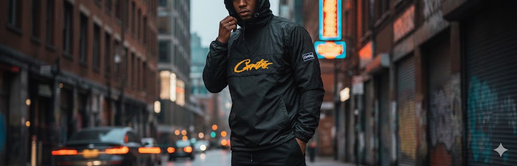 corteiz windbreaker black